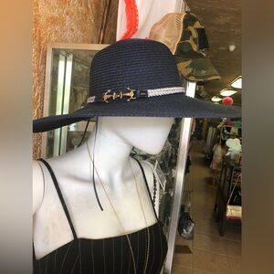 Navy Sun Hat with Anchor
